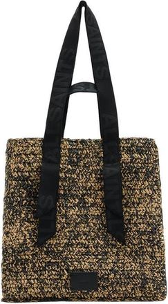 AllSaints Lullah Straw Tote Bag in Biscuit/Black at Nordstrom