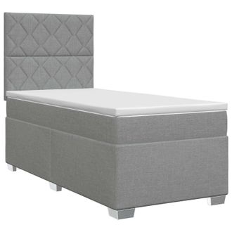 vidaXL Cama Box Spring Con Colch&oacute;n Gris Claro Individual Tela Vidaxl