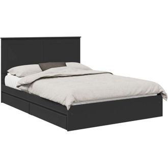 vidaXL Storage Bed with Headboard Black 140 x 190 cm Engineered Wood vidaXL