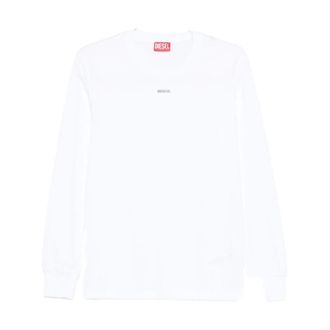 Diesel Tops, Heren, Wit, XS, Shirt met lange mouwen en ronde hals met logo