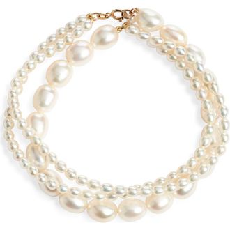 Poppy Finch Baroque Keshi Pearl Layered Necklace in 14K Yellow Gold at Nordstrom, Size 16
