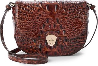 Brahmin Portia Croc Embossed Leather Crossbody Bag in Pecan at Nordstrom