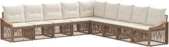 vidaXL Conjunto De Sof&aacute;s De Jard&iacute;n 9 Uds. Beige Rat&aacute;n Sint&eacute;tico Vidaxl
