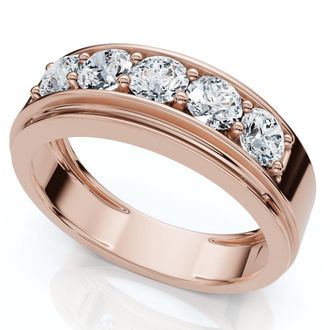 Pompeii3 Mens 1Ct TW Five Stone Diamond Wedding Ring 14k Gold or Platinum Lab Grown