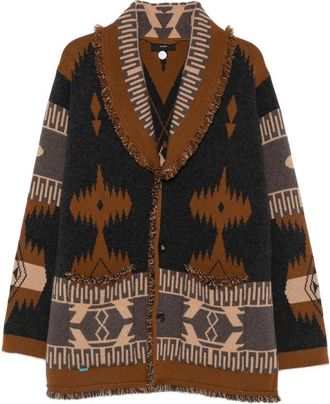 Alanui Jacquard-knit Fringed Cardigan