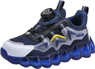 Generic Boys Spring Summer and Autumn Mesh Breathable Rotating Buckle Adjustable Shoelaces Medium and Large Childrens Casual Sports Shoes Boys Running Shoes S