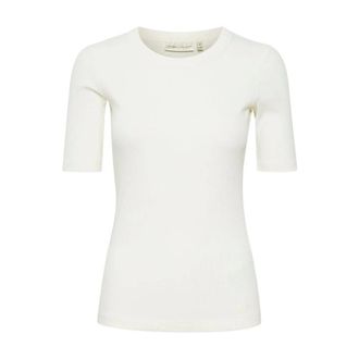 Inwear Klassieke Geribbelde T-shirt Whisper White - Dames - Tops - Wit - Maat: S Katoen