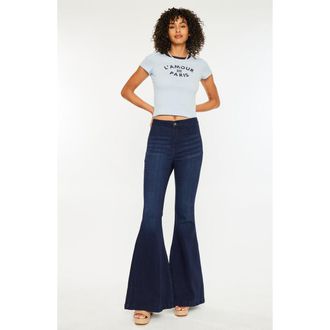Kancan Jainey High Rise Flare Jeans in Medium Blue at Nordstrom, Size 30