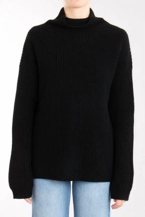 0039 Italy Lona Mock Neck Sweater In Black