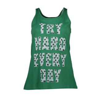 Silvian Heach Womens Printed Tank Top - Dark Green Cotton - Size X-Small