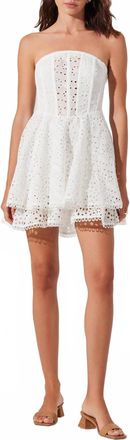 Astr Deasia Eyelet Mini Dress In White