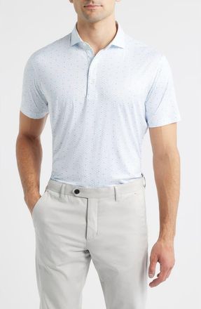 Johnnie-O Backcourt Shuttlecock Print Featherweight Performance Polo in White at Nordstrom, Size Xx-Large