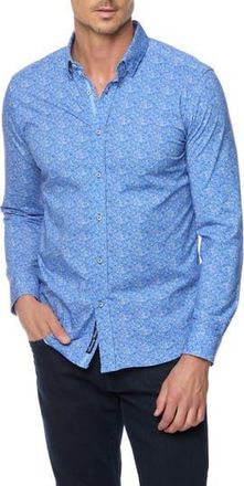 Robert Graham Boden Tailored Fit Check Cotton Knit Button-Up Shirt in Blue at Nordstrom Rack, Size Xxx-Large