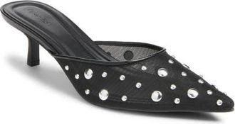 Open Edit Carmen Mule Pump in Black- Silver Stud at Nordstrom, Size 6.5