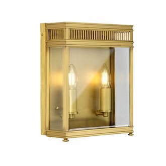 Netlighting Holborn Outdoor Wall Lantern Brushed Brass IP44 in Yellow