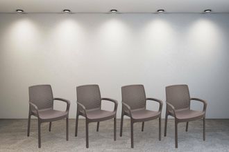 Dmora Dmora Sillas De Jard&iacute;n Viterbo, Asiento De Jard&iacute;n, Silla Para Mesa De Comedor, Sill&oacute;n De Exterior Efecto Rat&aacute;n, 100% Made In Italy, Juego De 4, Cm 54x