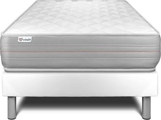 VITALIT Somier blanco + colch&oacute;n con espuma viscoel&aacute;stica 120 x 190