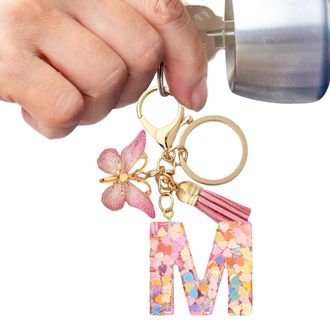 Generic Womens Keychains for Car Keys,Car Keychain Initial Letter Key Chain Cute Keychain with Tassel Butterfly, Bag Charm Car Key Ring