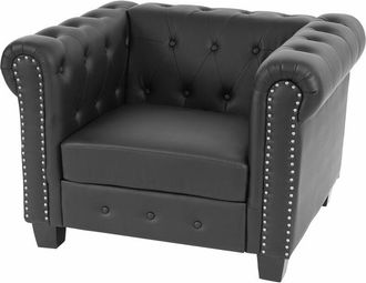 Hhg Hhg - Nunca Usado] Sill&oacute;n De Lujo Sill&oacute;n Reclinable Chesterfield De Cuero De Imitaci&oacute;n, Pies Cuadrados, Negro