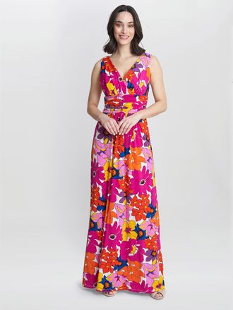 Gina Bacconi Womens Jaime Jersey Maxi Dress - Pink - Size 12 UK