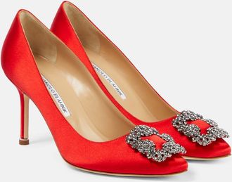 Manolo Blahnik Hangisi 90 embellished satin pumps