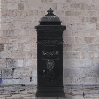 Berkfield Home Pillar Letterbox Aluminium Vintage Style Rustproof Black