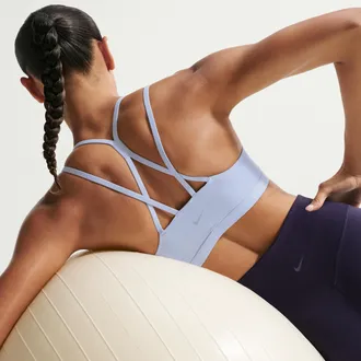 Nike Womens Zenvy Strappy Light-Support Padded Sports Bra in Blue | IB9847-407