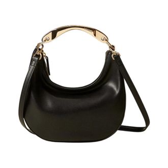 Twinset Handbags, female, Black, ONE SIZE, Black Leather Handbag with Metal Handle