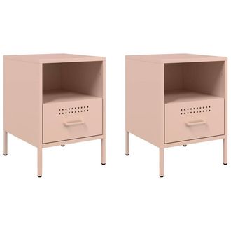 Berkfield Home Bedside Cabinets 2 pcs Pink 36x39x50.5 cm Steel