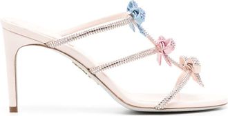 Rene Caovilla 100mm crystal-embellished satin sandals - women - Leather/Leather/Leather - 35 - Pink