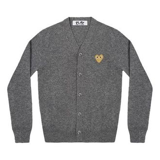 Comme Des Gar&ccedil;ons Kint Cardigan Gold Emblem Grey AZ-N050-051-3