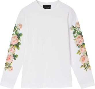 Simone Rocha T-shirt a maniche lunghe con stampa rose - Bianco