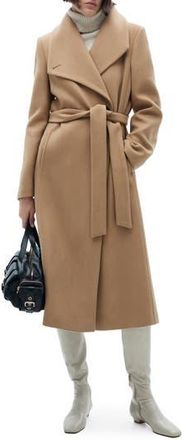 Mango Wool Blend Coat in Medium Brown at Nordstrom Rack, Size 1X
