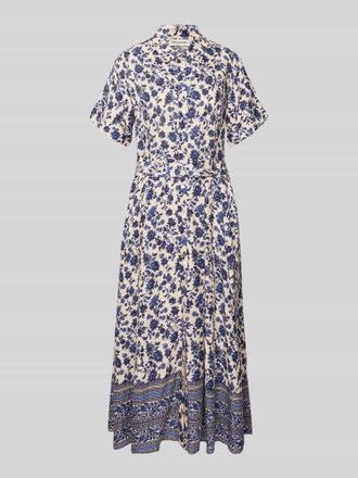 Lollys Laundry Hemdblusenkleid aus Viskose mit Bindeg&uuml;rtel Modell BlakeLL in Marine, Gr&ouml;&szlig;e XL