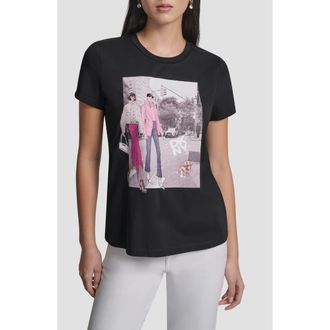 DKNY Crystal Embellished Bleeker St. Conversational Graphic T-Shirt in Black at Nordstrom, Size Xx-Small