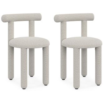 IDMarket Set Di 2 Sedie Rime In Tessuto Bouclette Crema