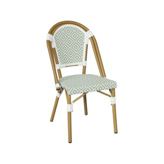 Mobili Rebecca Sillas De Jard&iacute;n Apilables Mobili Rebecca Schefflera 85x46x57 Aluminio Pvc, Pet Blanco Verde Cl&aacute;sico Set 2 Piezas