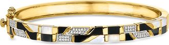 Ross-Simons Mother-Of-Pearl and Onyx Bangle Bracelet With. White Topaz in 18kt Gold Over Sterling