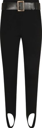 Self Portrait High-Waisted Black Knit Stirrup Leggings