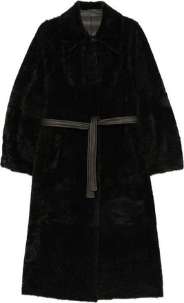 BLANCHA Lamsvacht Riemjas - Dames - Jas met riem - Bruin - XS - Jassen