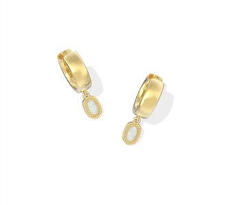 Kendra Scott Womens Mini Ellie Wide Huggie Earrings In Gold White Opal