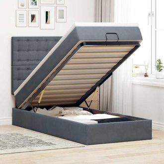 vidaXL Estructura Cama Otomana Colchones Terciopelo Gris Oscuro Vidaxl