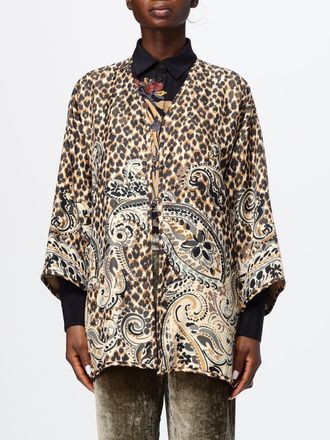 Etro Giacca a vestaglia in seta con stampa Paisley e animalier