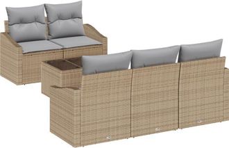 vidaXL Vidaxl - Garden Sofa Set Manual 6 pcs Beige, Light Grey 55 x 55 x 37 cm