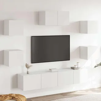 vidaXL 7 Piece TV Cabinet Set White Engineered Wood vidaXL