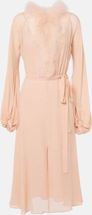 Blumarine Abito midi Georg con piume