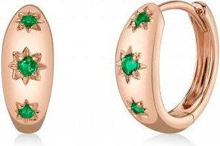 Allurez Emerald Star Huggie Earrings 14K Rose Gold (0.09ct)