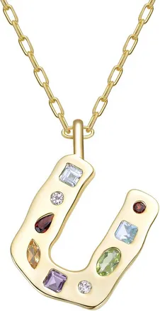 Genevive 14K Plated Cz Alphabetical Necklace