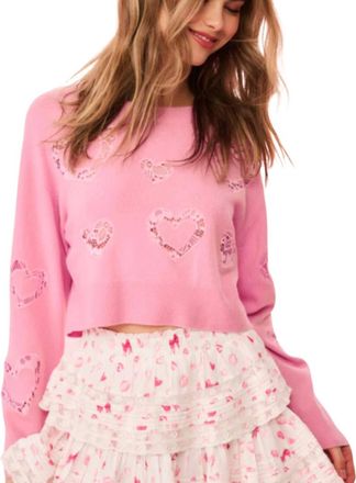 LoveShackFancy Parson Pullover Sweater In Pink