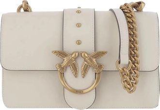 Pinko Leren Flap Tas met Love Birds - Dames - Schoudertassen - Wit - ONE Size - Leer - Tassen